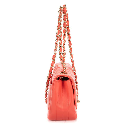 Chanel CC Timless Chain Crossbody Coral Pink Chevron Lambskin — view 4