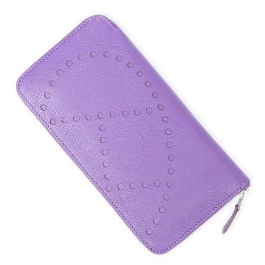Hermes Evelyne Wallet Purple Chevre Mysore Leather