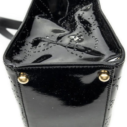 Chanel CC Perforated Camellia Tote Black Patent Leather — view 8
