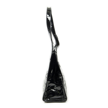 Chanel CC Perforated Camellia Tote Black Patent Leather — view 3