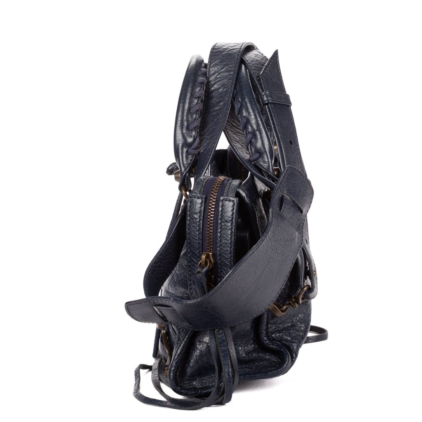 Balenciaga Neo Classic City Navy Damage Leather Shoulder Bag — view 3
