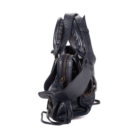 Balenciaga Neo Classic City Navy Damage Leather Shoulder Bag — view 3
