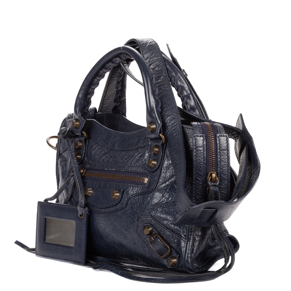 Balenciaga Neo Classic City Navy Damage Leather Shoulder Bag — view 2