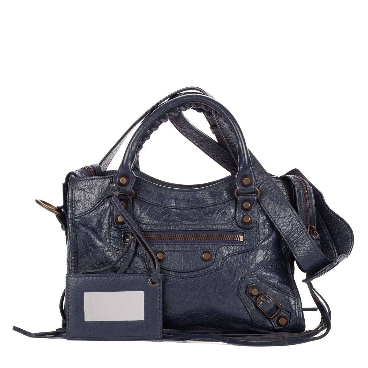 Balenciaga Neo Classic City Navy Damage Leather Shoulder Bag