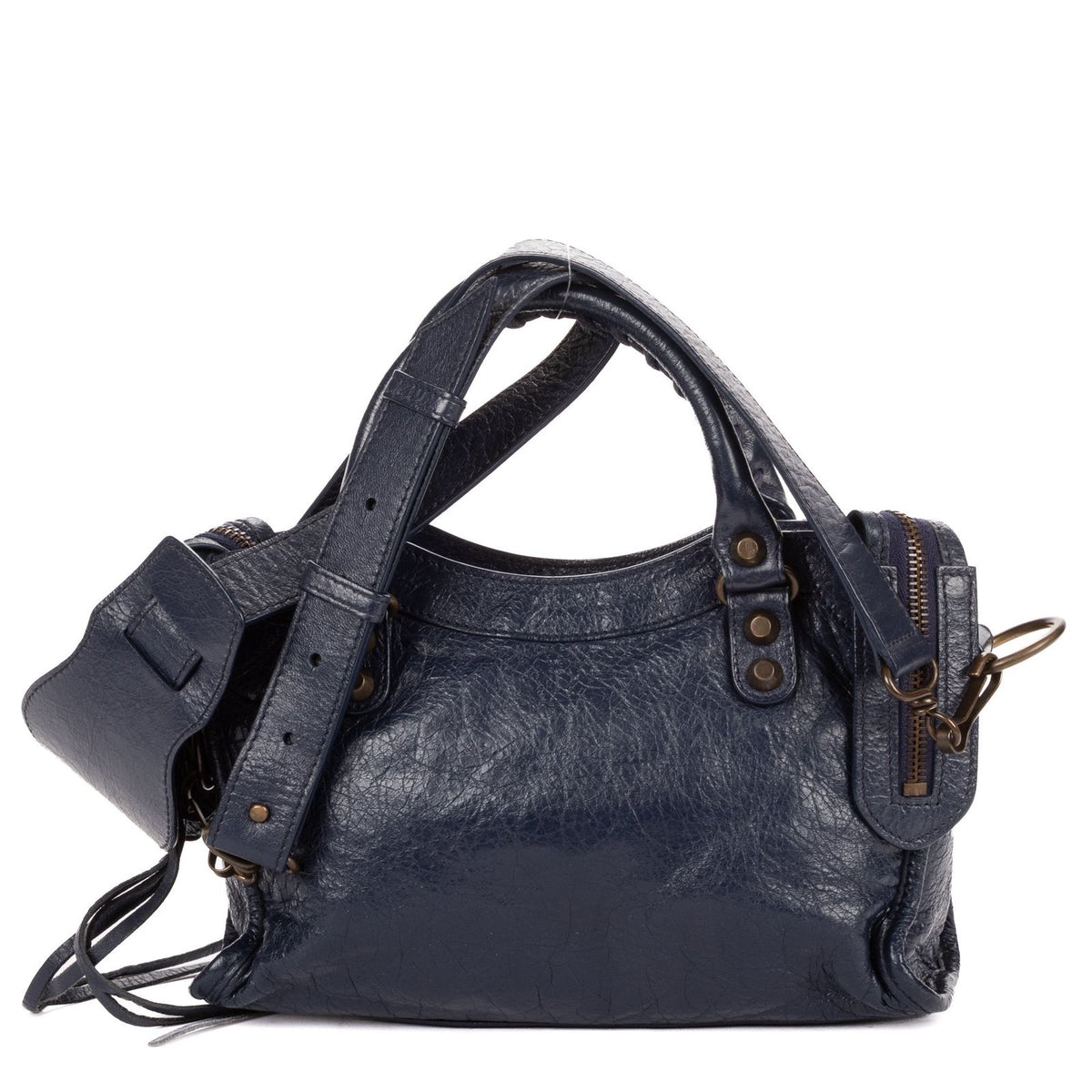 Balenciaga Neo Classic City Navy Damage Leather Shoulder Bag — view 5