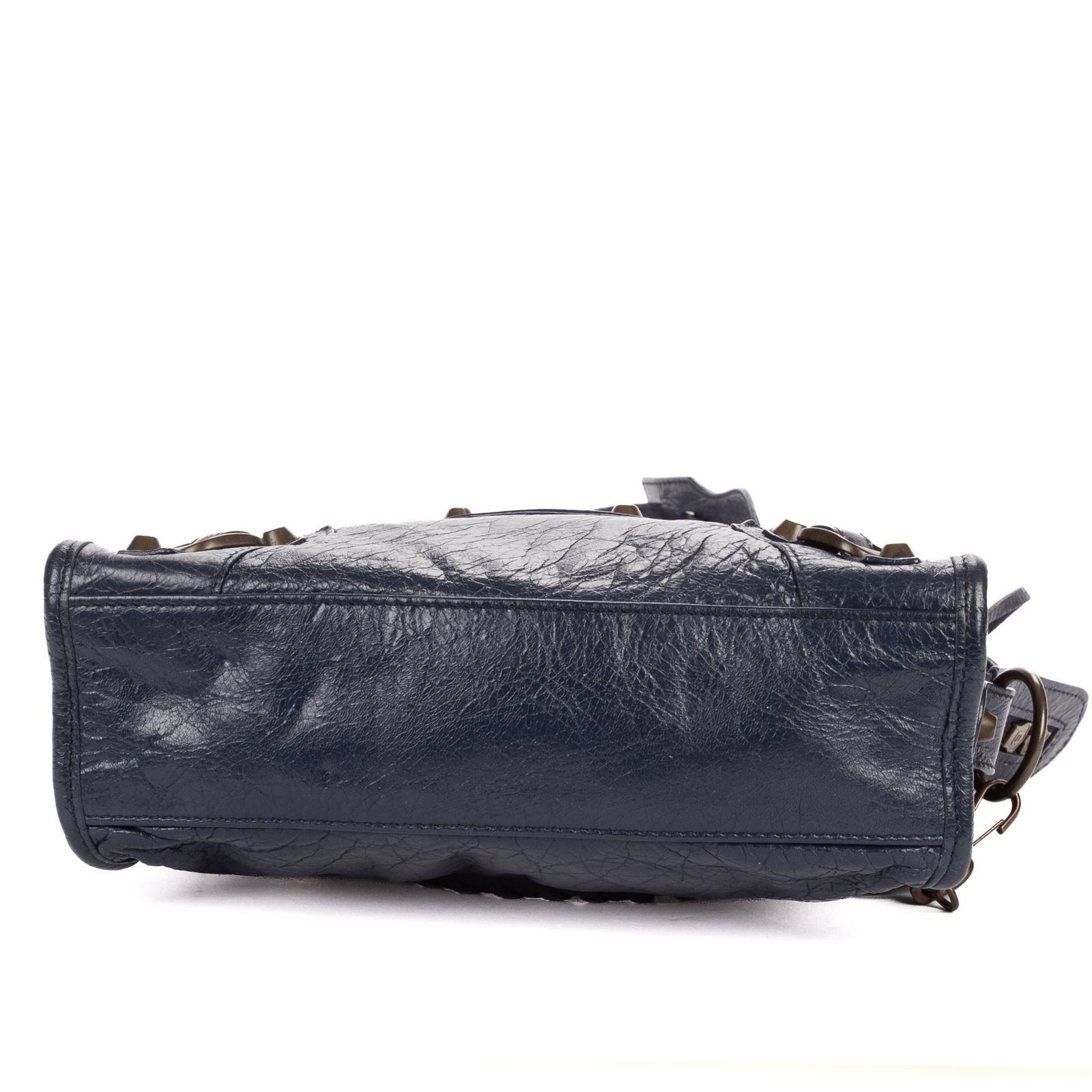 Balenciaga Neo Classic City Navy Damage Leather Shoulder Bag — view 6