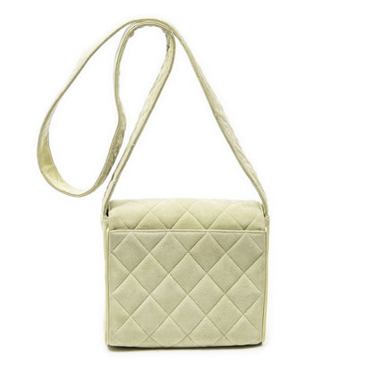 Chanel Mini CC Square Flap Bag Light Green Quilted Suede Leather — view 5