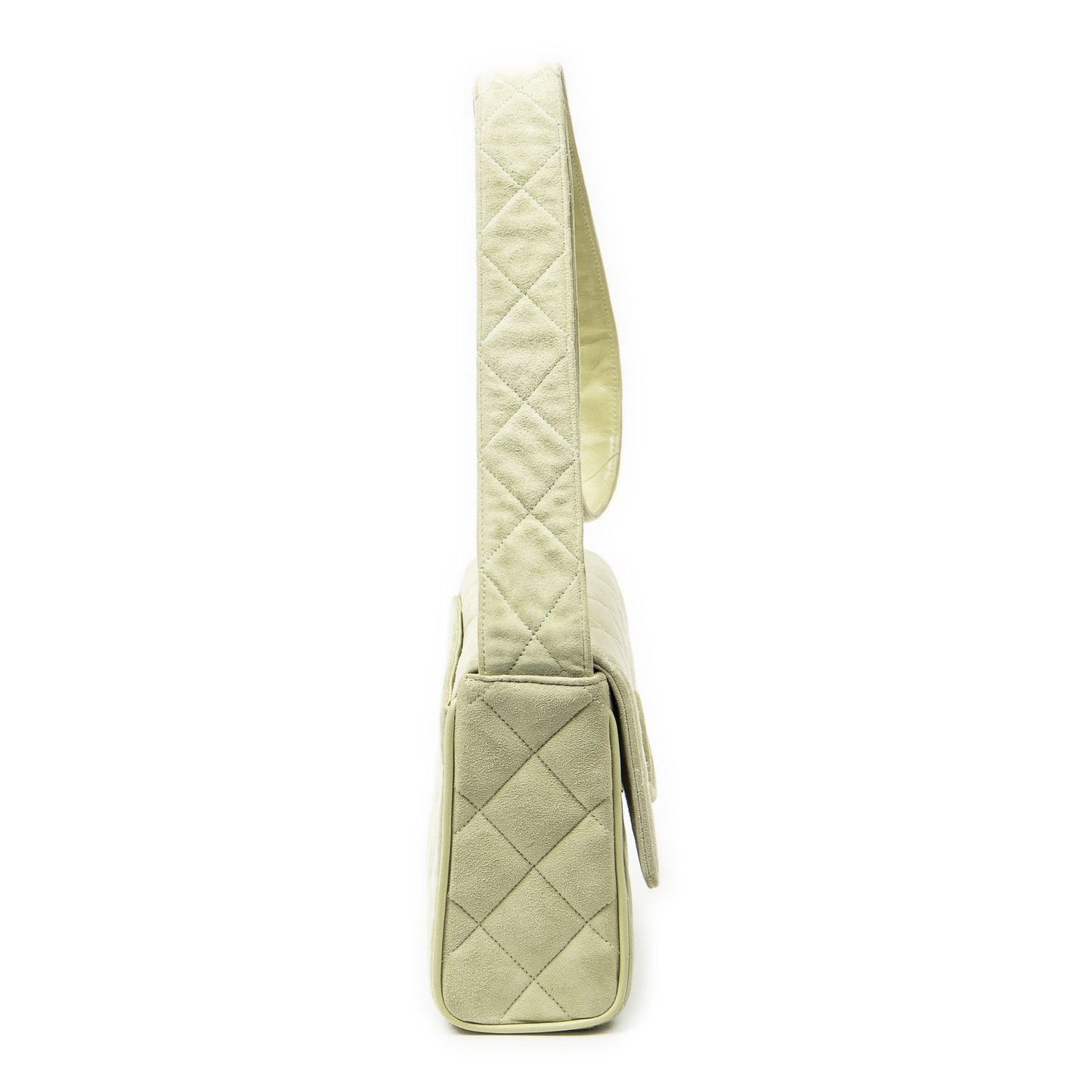 Chanel Mini CC Square Flap Bag Light Green Quilted Suede Leather — view 4