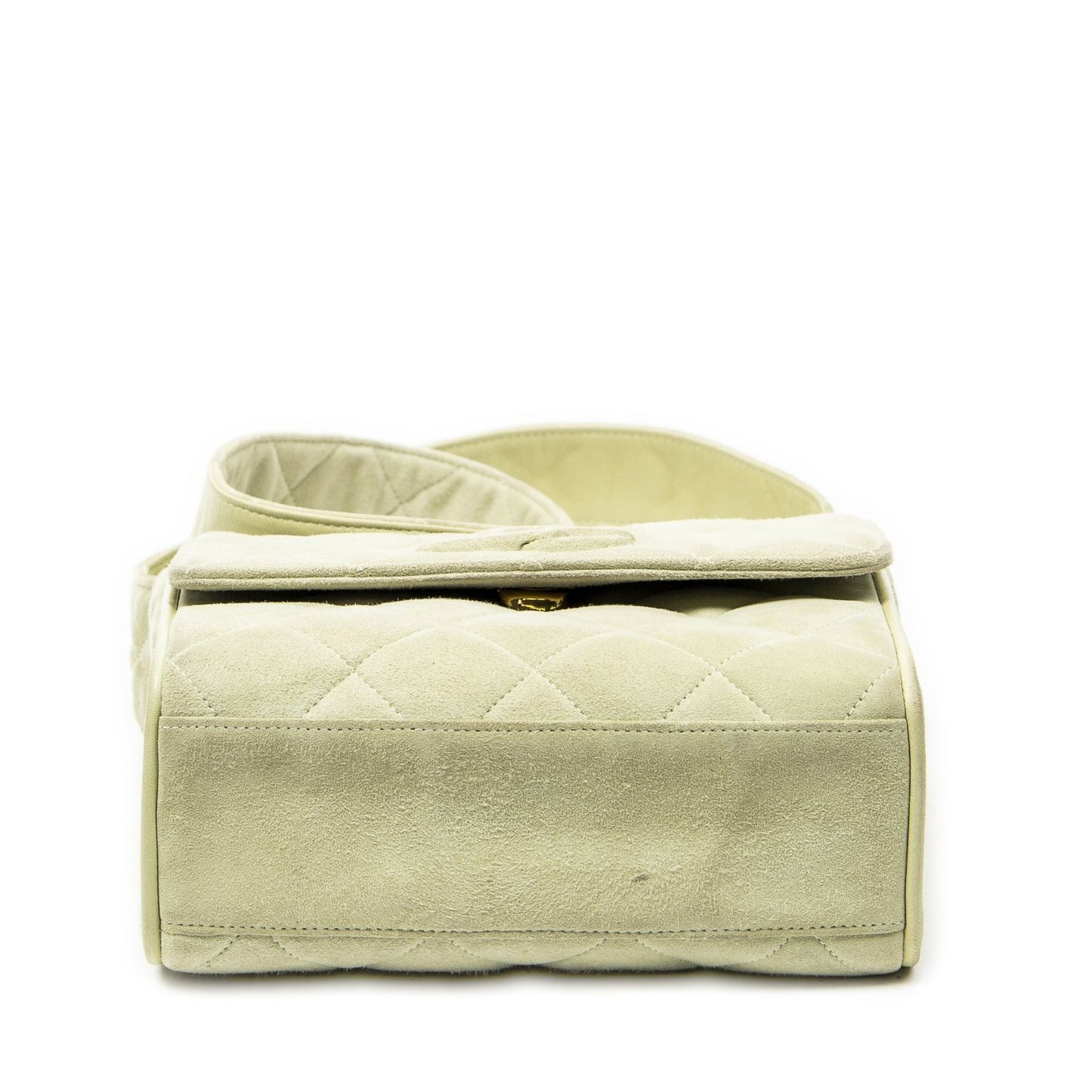 Chanel Mini CC Square Flap Bag Light Green Quilted Suede Leather — view 6