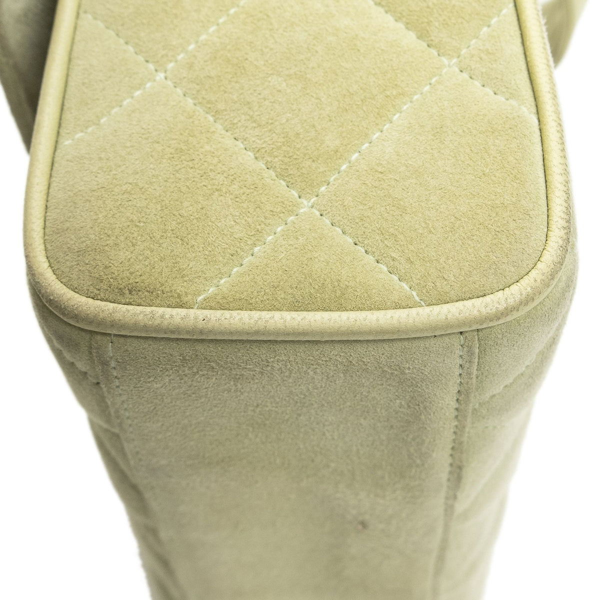 Chanel Mini CC Square Flap Bag Light Green Quilted Suede Leather — view 8