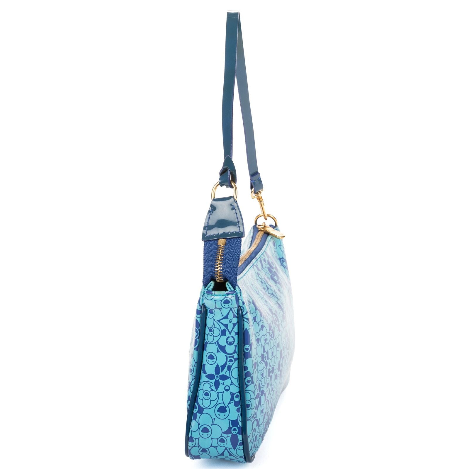 Louis Vuitton Limited Edition Takashi Murakami Cosmic Blossom Pochette Blue — view 3
