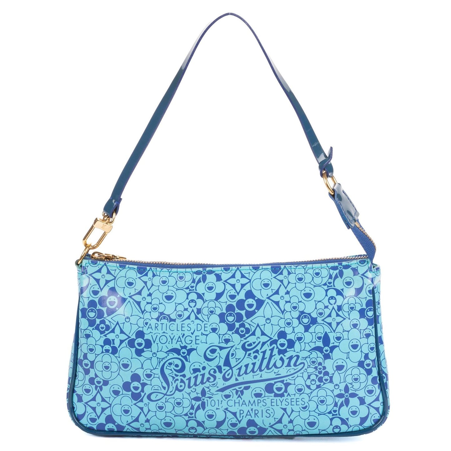 Louis Vuitton Limited Edition Takashi Murakami Cosmic Blossom Pochette Blue
