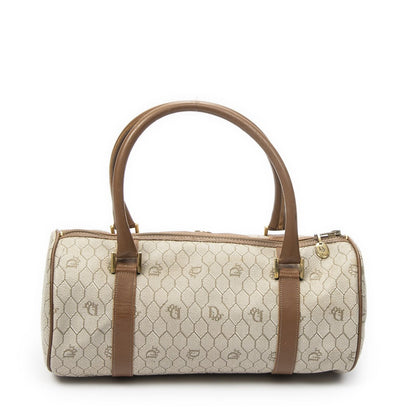 Dior Vintage Barrel Boston Brown Honeycomb Canvas Handbag — view 5