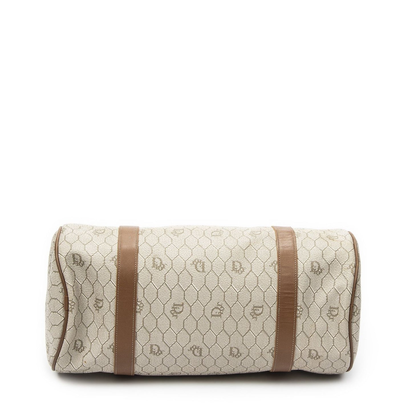 Dior Vintage Barrel Boston Brown Honeycomb Canvas Handbag — view 6