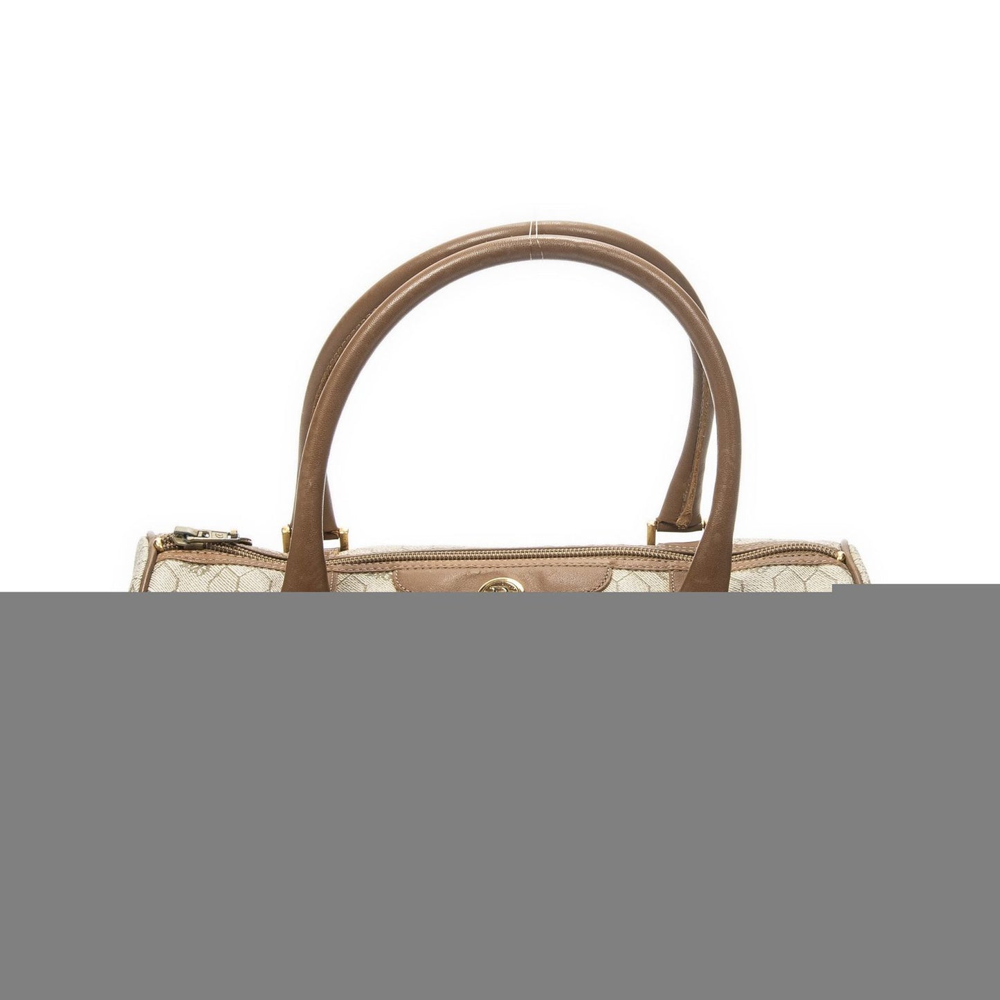 Dior Vintage Barrel Boston Brown Honeycomb Canvas Handbag