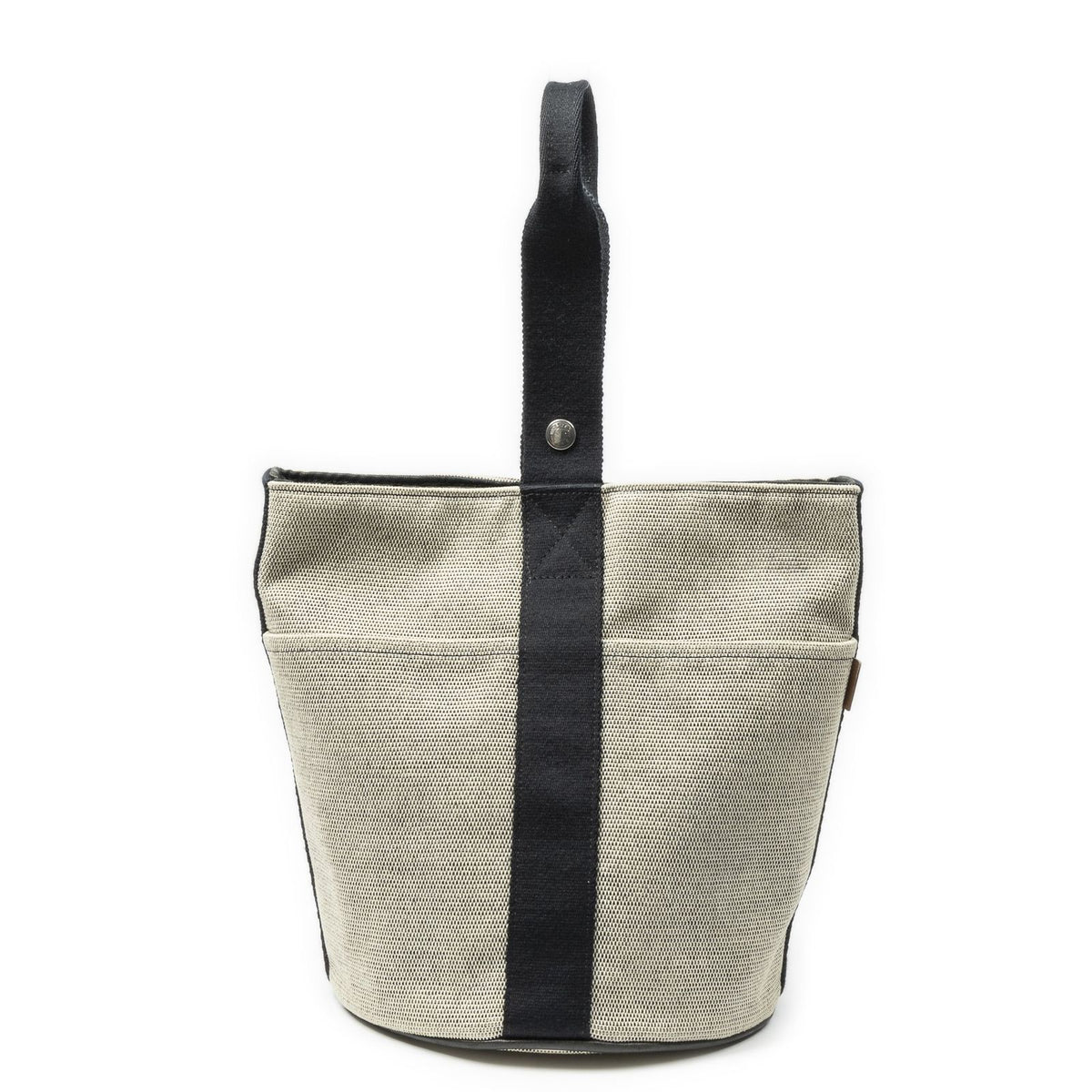Hermes Saxo Beige Black Toile Shoulder Bag — view 5