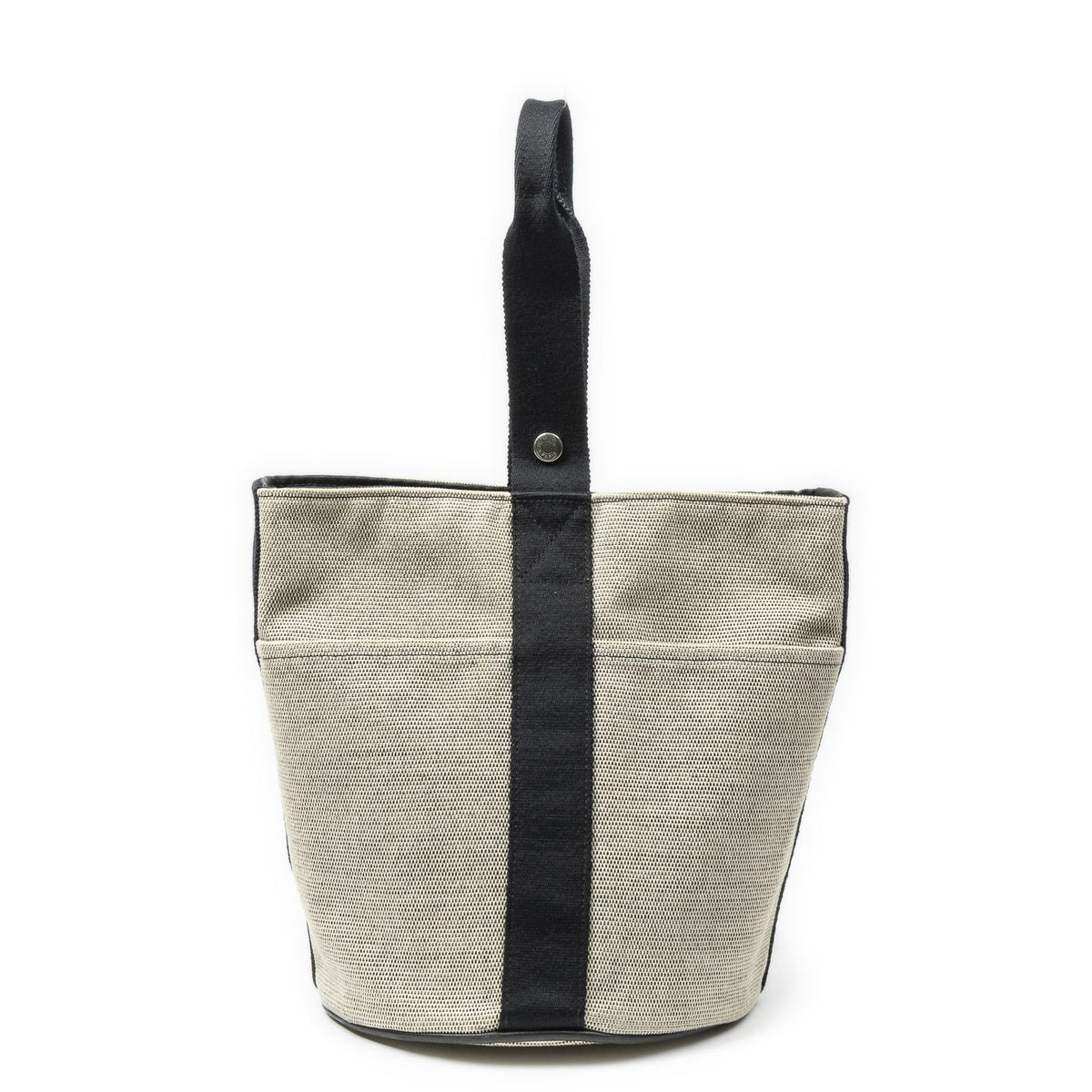 Hermes Saxo Beige Black Toile Shoulder Bag