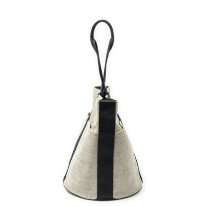 Hermes Saxo Beige Black Toile Shoulder Bag — view 3