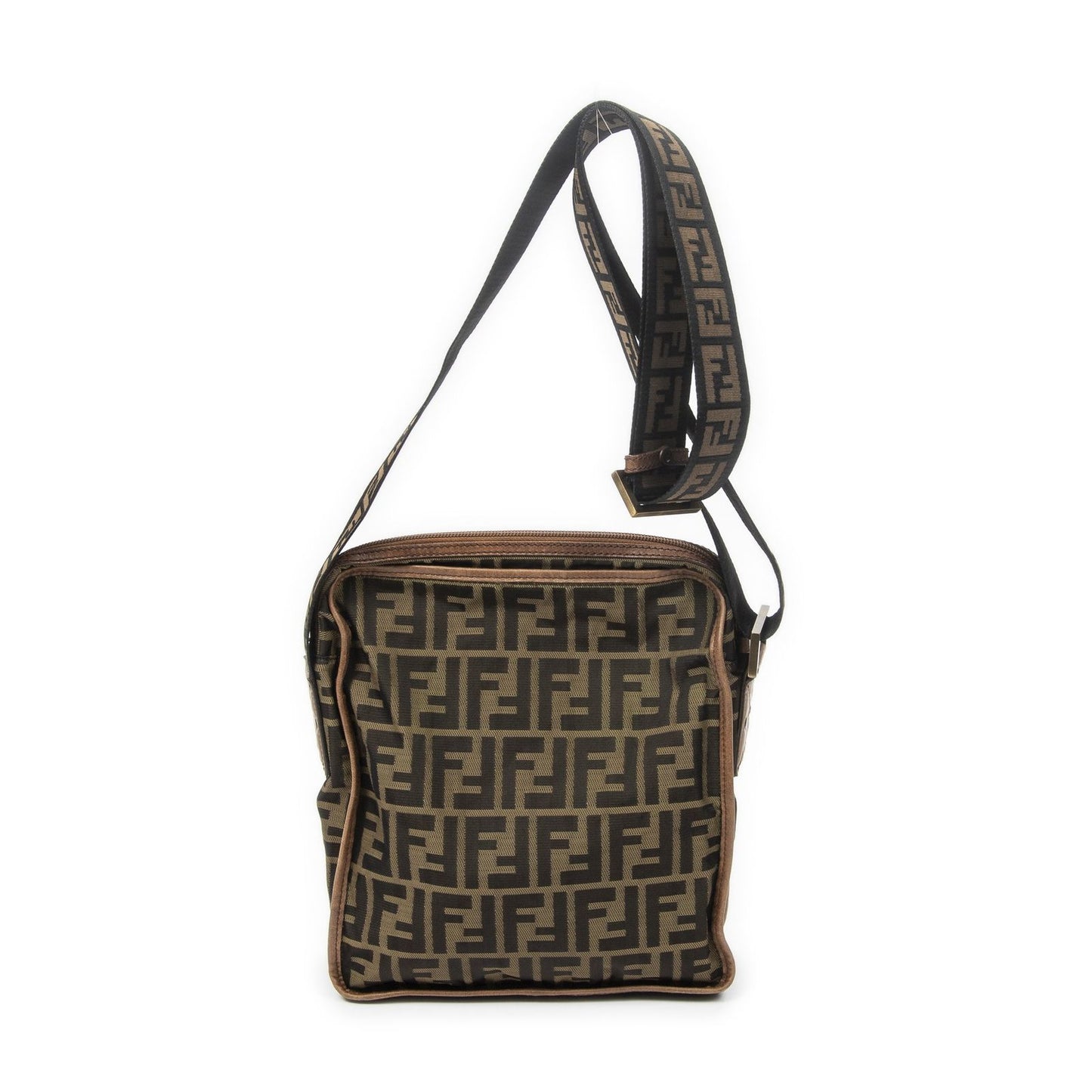 Fendi Square Flat Crossbody Brown Black Zucca Canvas — view 5