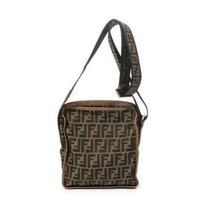 Fendi Square Flat Crossbody Brown Black Zucca Canvas — view 5