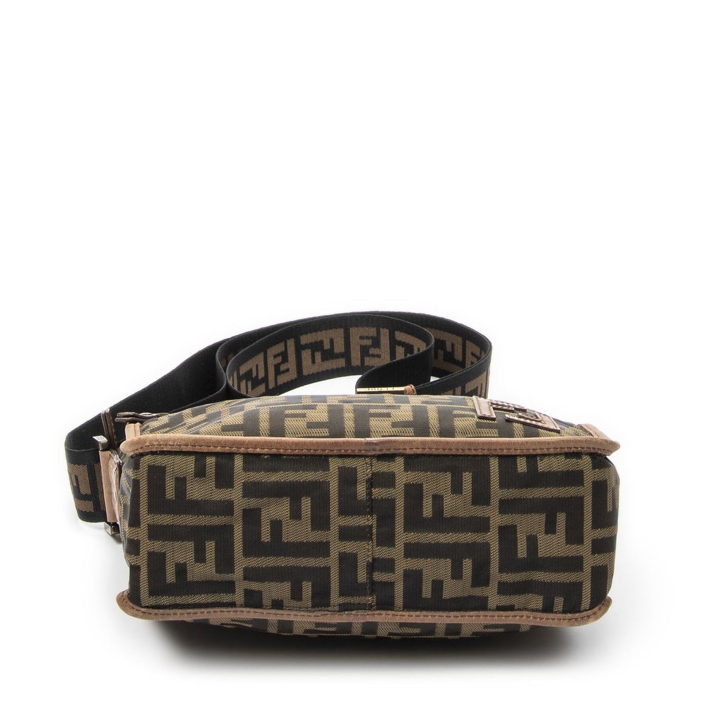 Fendi Square Flat Crossbody Brown Black Zucca Canvas — view 6