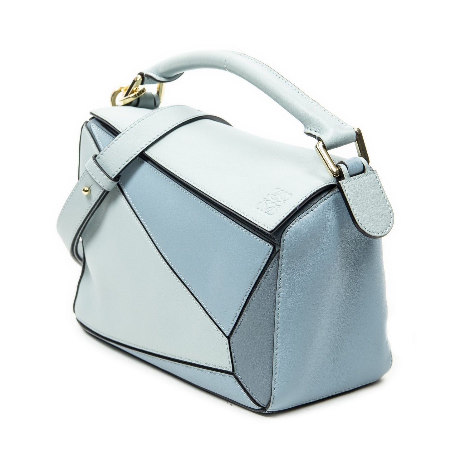 Loewe Mini Puzzle Bag Blue Calfskin Leather — view 2