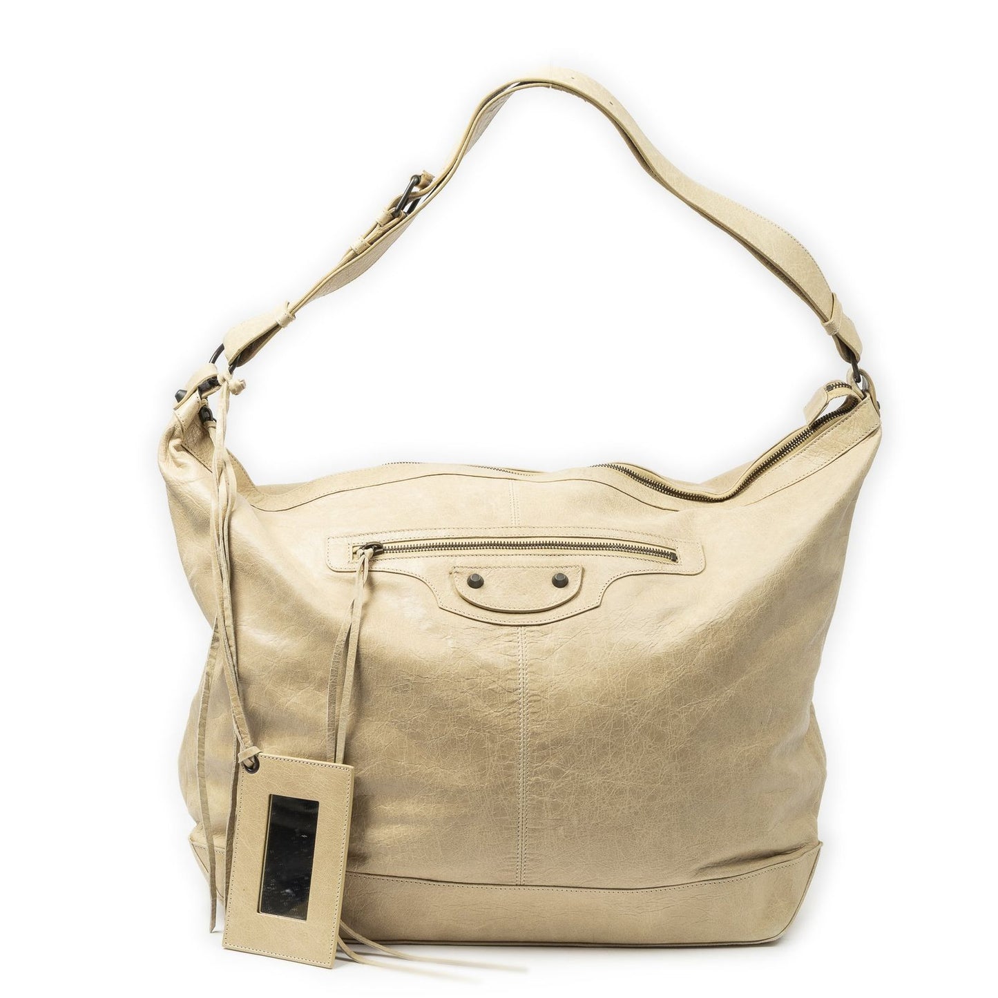 Balenciaga Courier Bag Beige Distressed Calfskin Leather