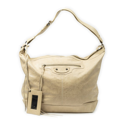 Balenciaga Courier Bag Beige Distressed Calfskin Leather