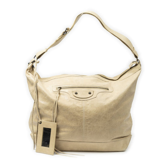 Balenciaga Courier Bag Beige Distressed Calfskin Leather