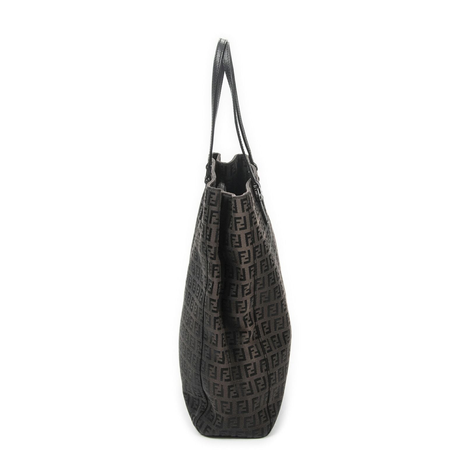 Fendi Vertical FF Slim Handle Tote Black Zucchino Canvas — view 4