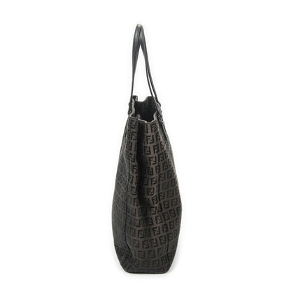 Fendi Vertical FF Slim Handle Tote Black Zucchino Canvas — view 4