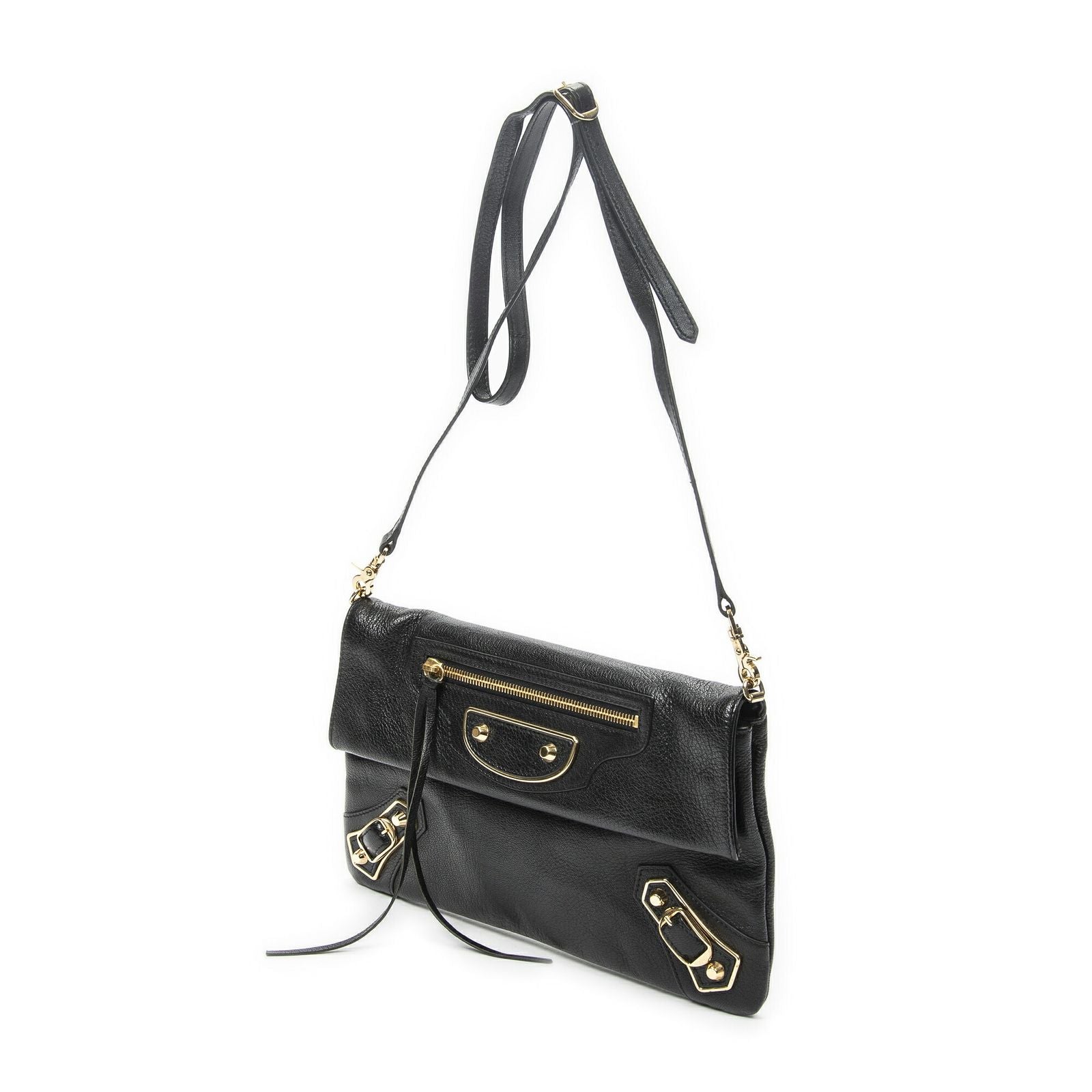 Balenciaga Metallic Edge Envelope Clutch Crossbody Black Grain Calfskin Leather — view 2