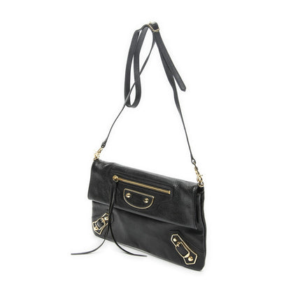 Balenciaga Metallic Edge Envelope Clutch Crossbody Black Grain Calfskin Leather — view 2