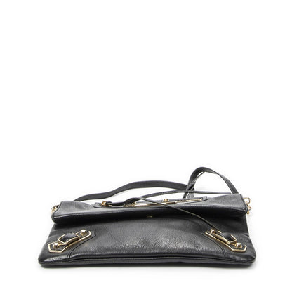 Balenciaga Metallic Edge Envelope Clutch Crossbody Black Grain Calfskin Leather — view 6