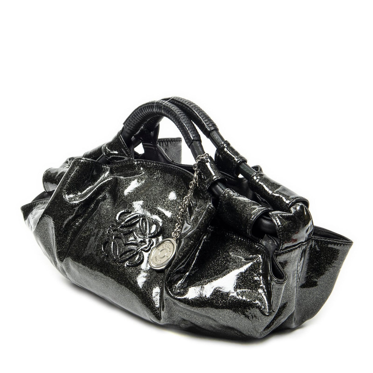Loewe Large Airbrisa Hobo Metallic Black Patent Leather — view 2