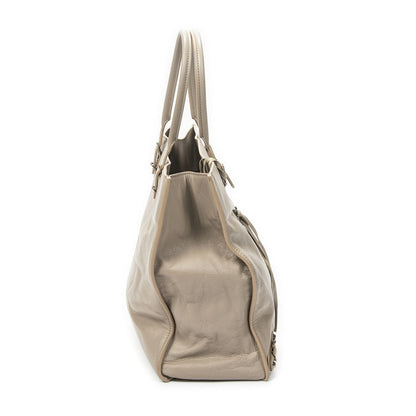 Balenciaga Papier A6 Zip Aroundtote Beige Distressed Calfskin Leather Shoulder — view 4