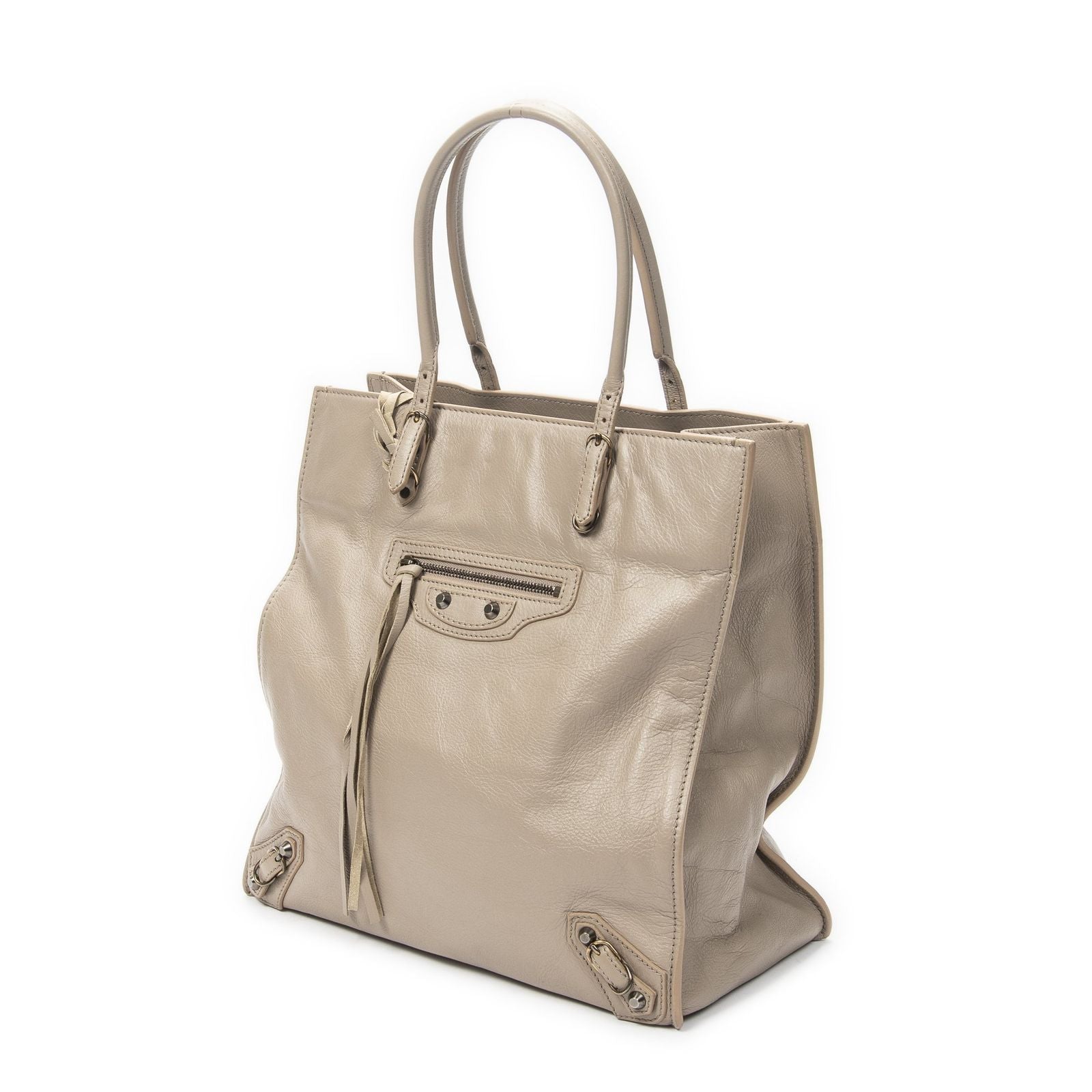 Balenciaga Papier A6 Zip Aroundtote Beige Distressed Calfskin Leather Shoulder — view 2