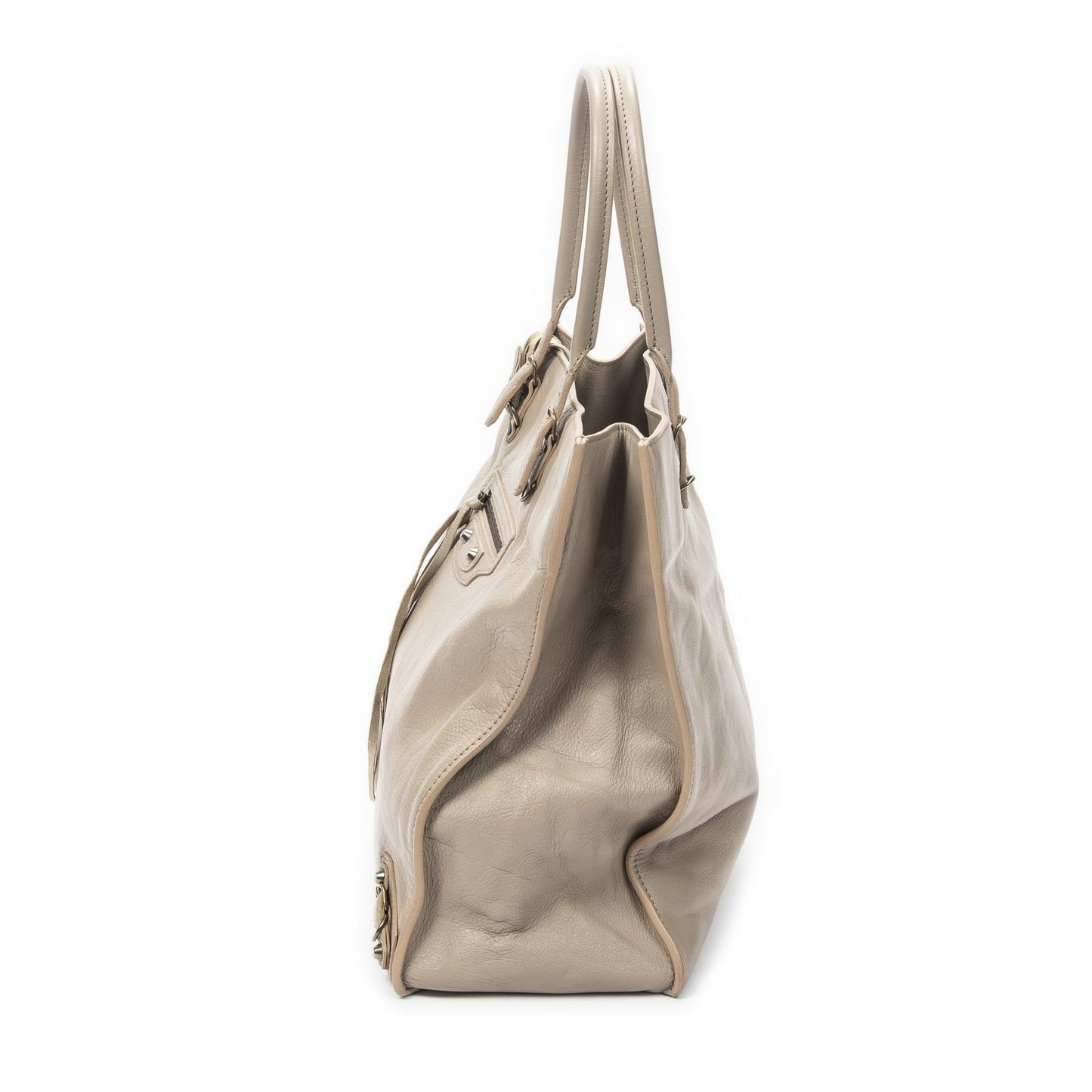 Balenciaga Papier A6 Zip Aroundtote Beige Distressed Calfskin Leather Shoulder — view 3