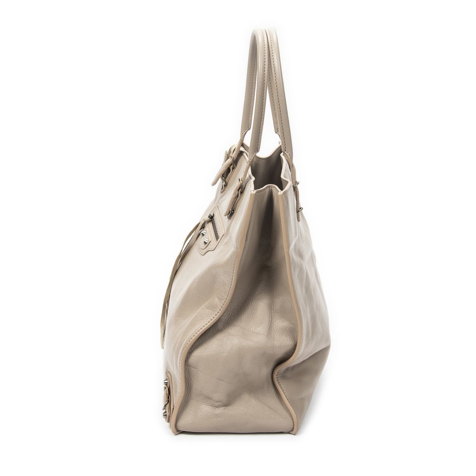 Balenciaga Papier A6 Zip Aroundtote Beige Distressed Calfskin Leather Shoulder — view 3