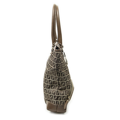 Fendi Front Pocket Bucket Tote Brown Zucchino Canvas — view 4