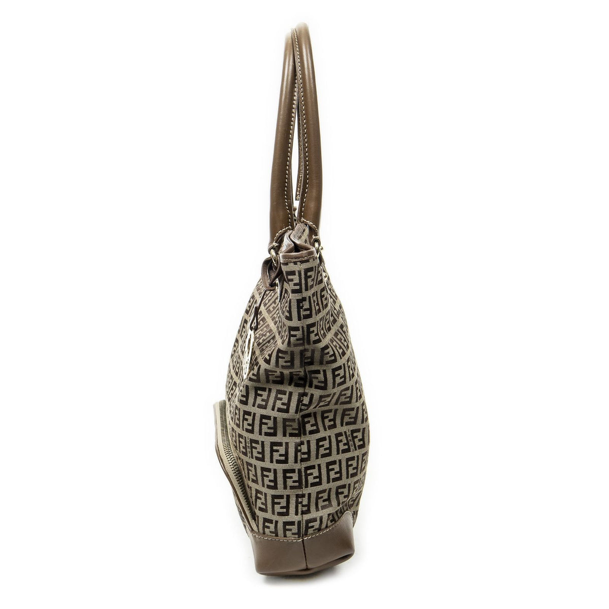 Fendi Front Pocket Bucket Tote Brown Zucchino Canvas — view 3