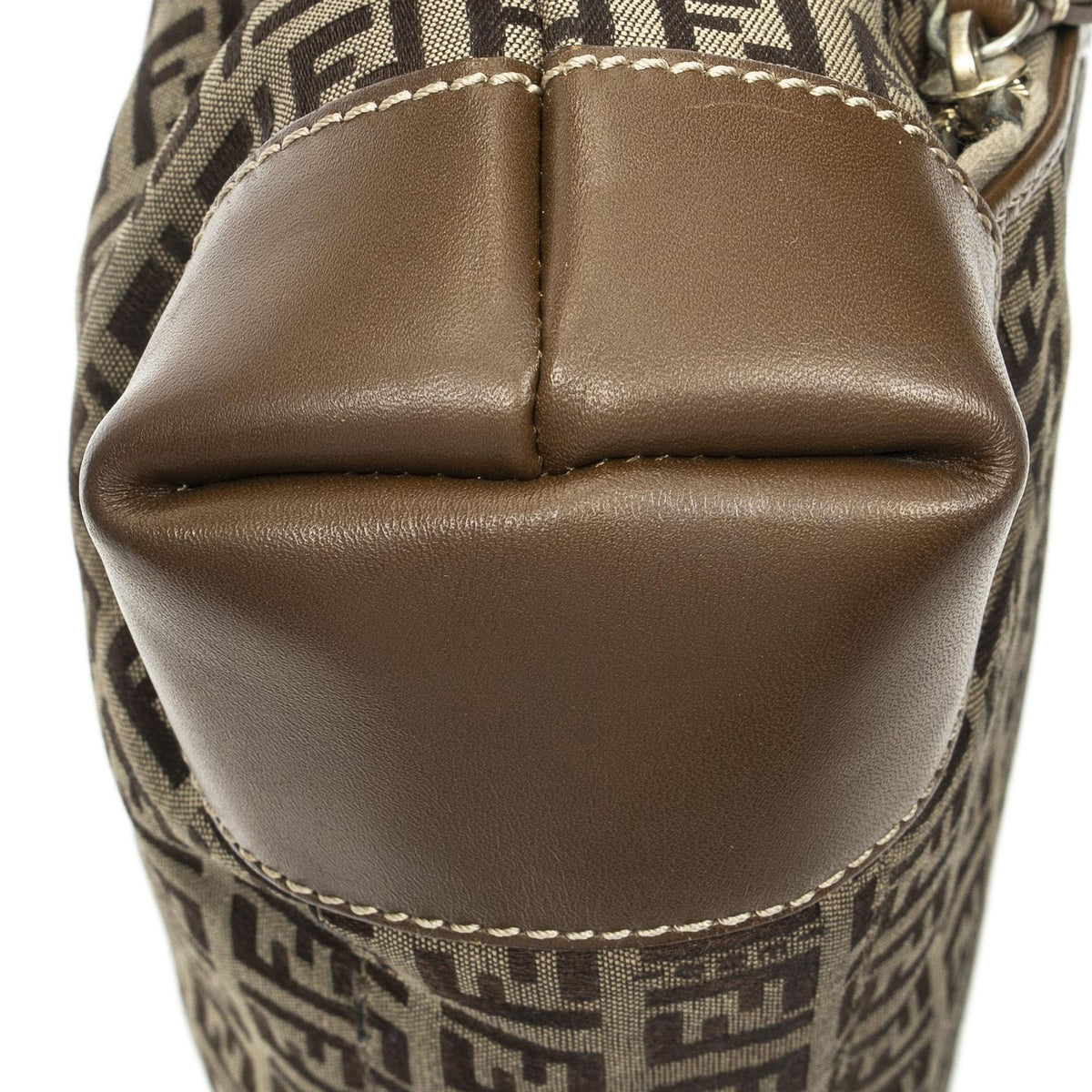 Fendi Front Pocket Bucket Tote Brown Zucchino Canvas — view 7