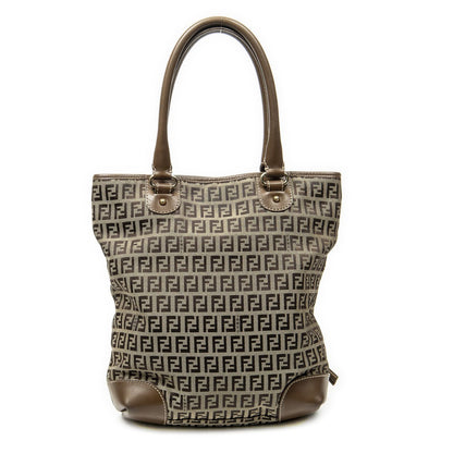 Fendi Front Pocket Bucket Tote Brown Zucchino Canvas — view 5