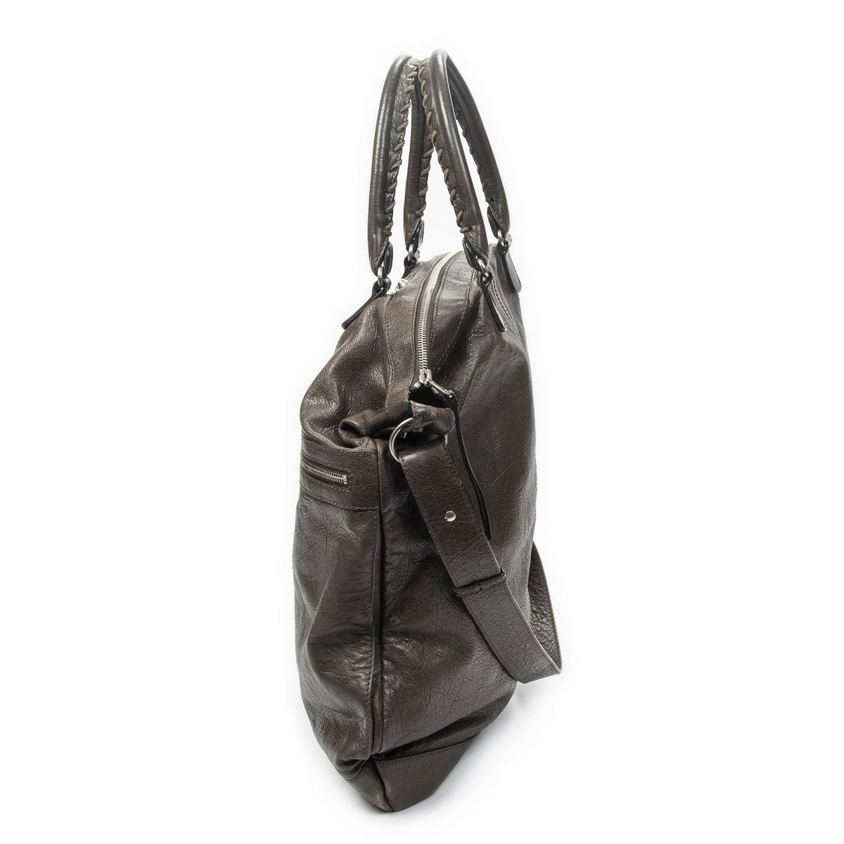 Balenciaga Classic Square Brown Distressed Calfskin Leather Shoulder Bag — view 3