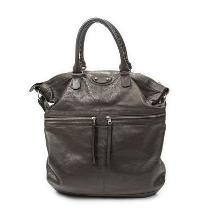 Balenciaga Classic Square Brown Distressed Calfskin Leather Shoulder Bag