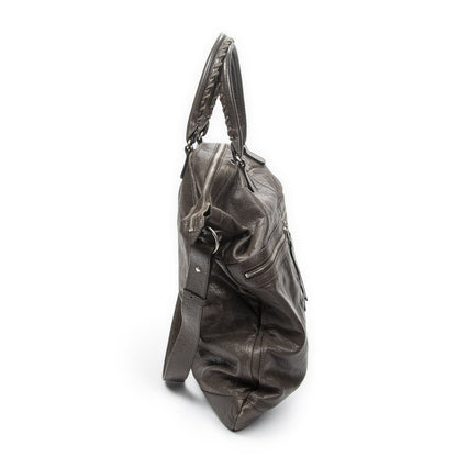 Balenciaga Classic Square Brown Distressed Calfskin Leather Shoulder Bag — view 4