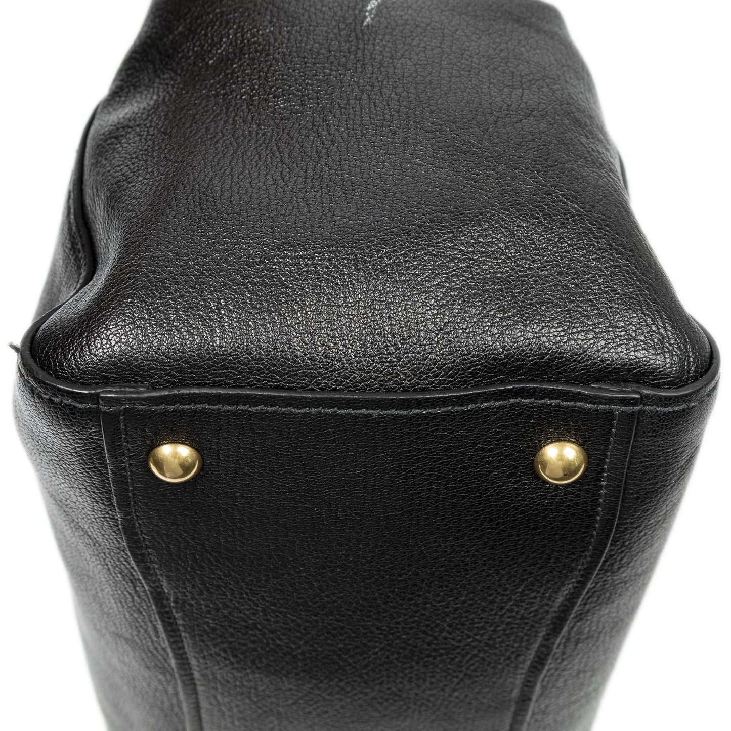 Miu Miu Studded Dome Top Handle Black Madras Leather Handbag — view 7