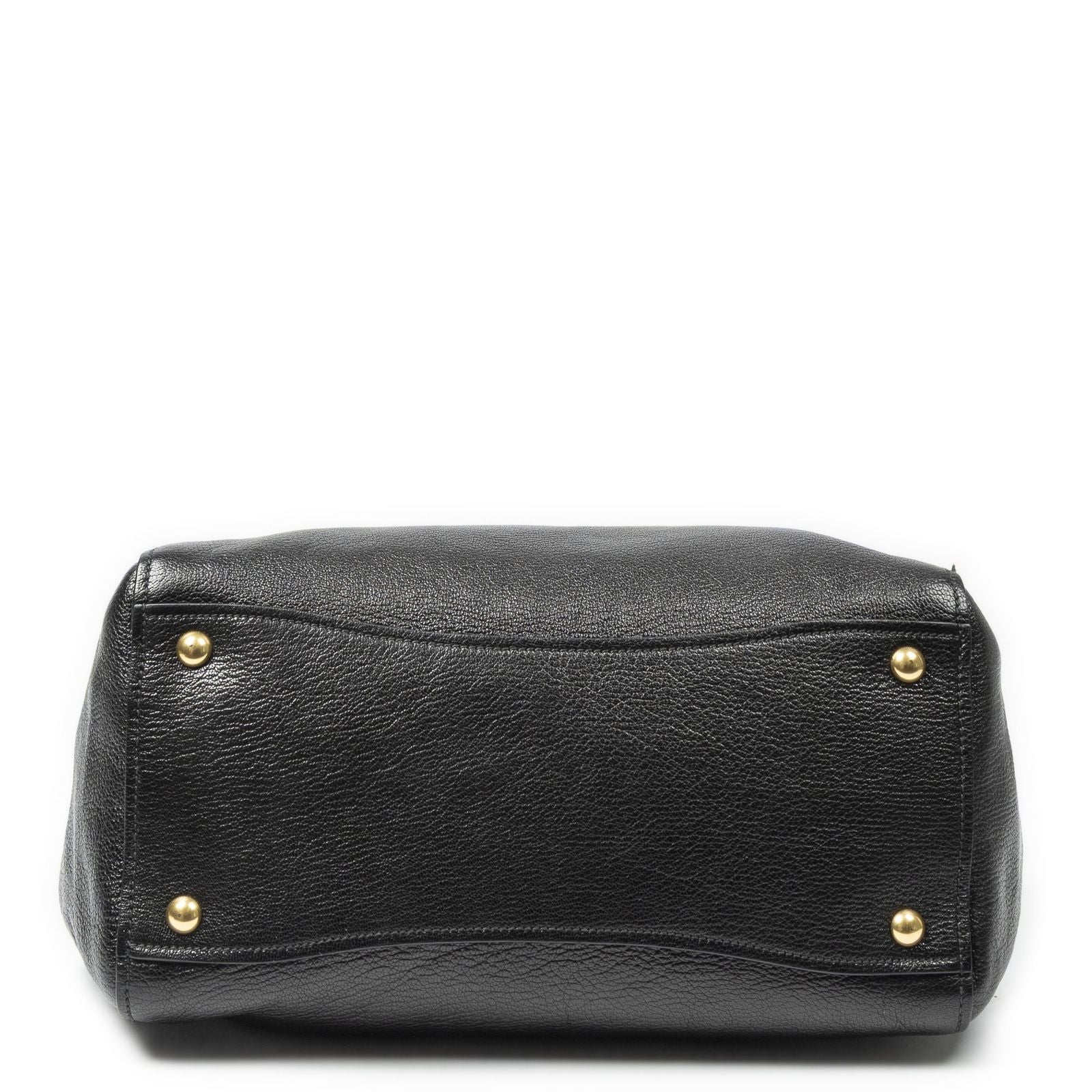 Miu Miu Studded Dome Top Handle Black Madras Leather Handbag — view 6