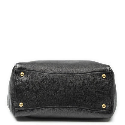 Miu Miu Studded Dome Top Handle Black Madras Leather Handbag — view 6