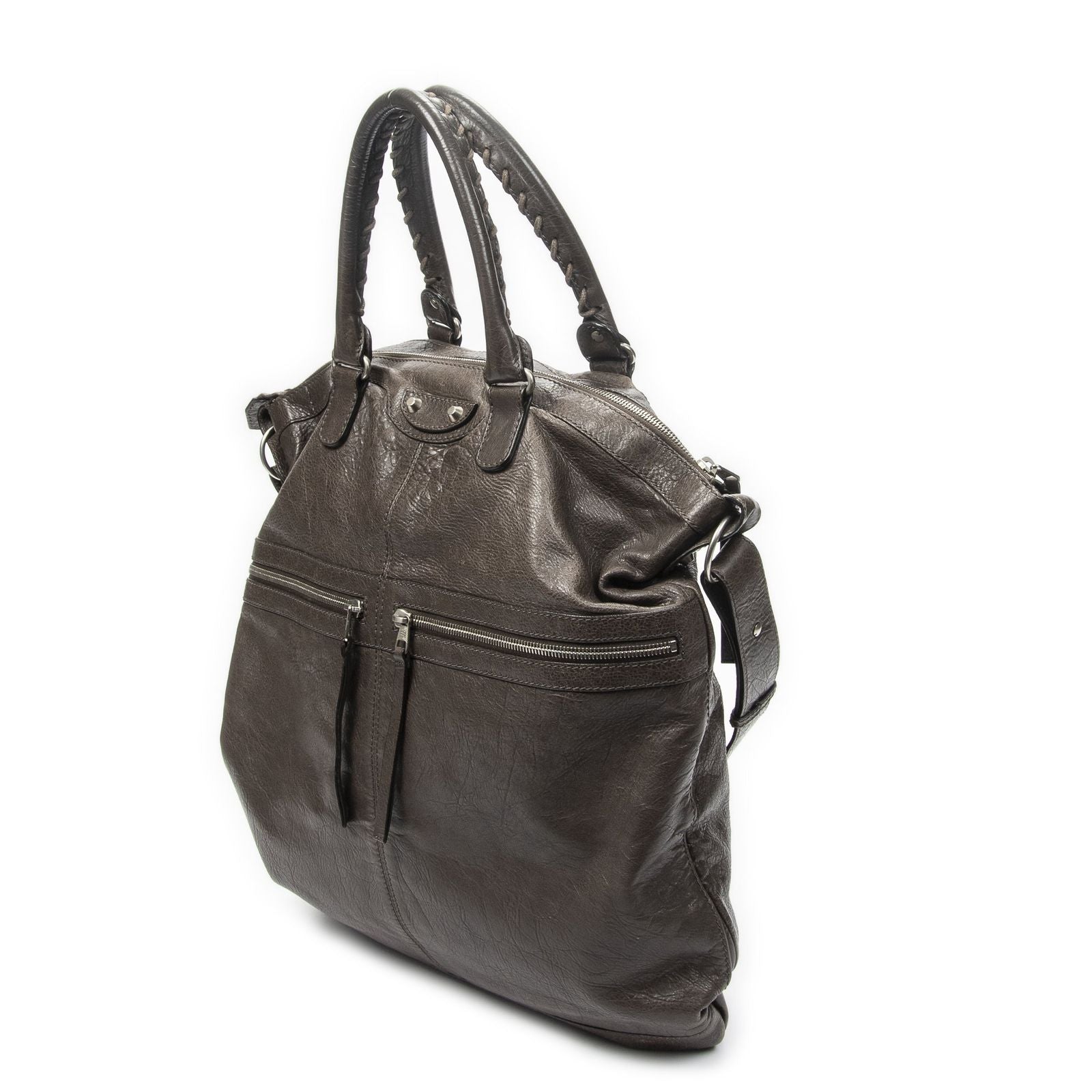 Balenciaga Classic Square Brown Distressed Calfskin Leather Shoulder Bag — view 2